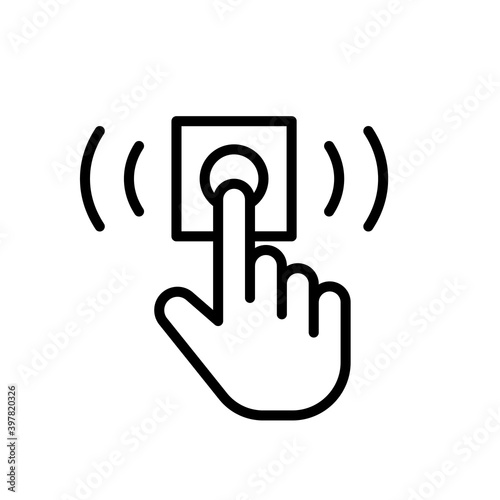 Hand press doorbell line icon. Clipart image isolated on white background.