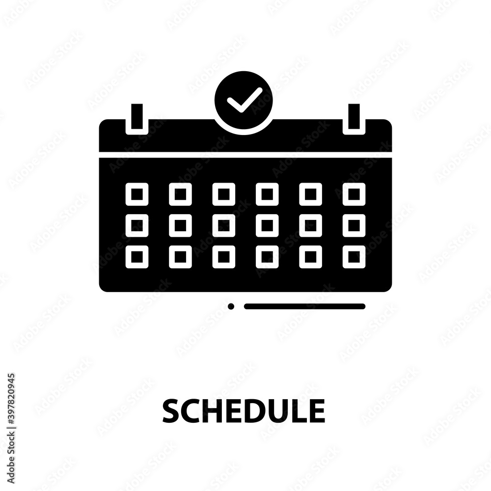 schedule sign icon, black vector sign with editable strokes, concept illustration schedule sign icon, black vector sign with editable strokes, concept illustration