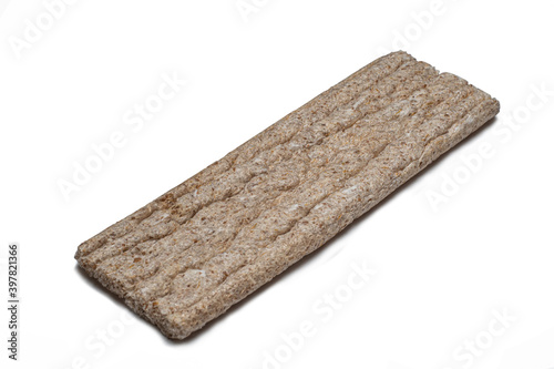 Extruded rye bread for diet isolated on white background.