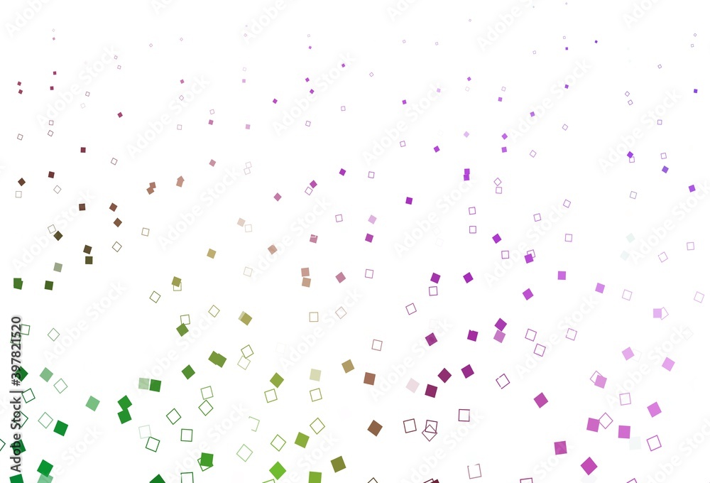 Light Pink, Green vector pattern with crystals, rectangles.