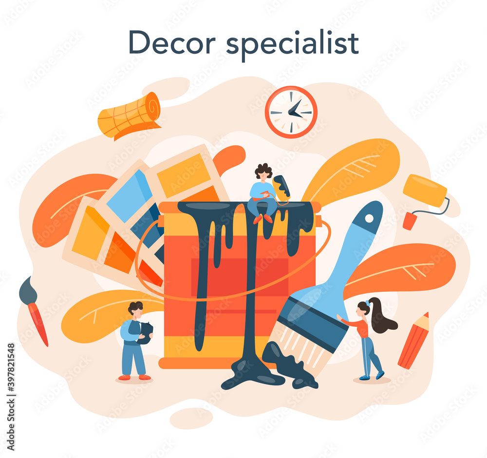 Professional decorator concept. Designer planning the design