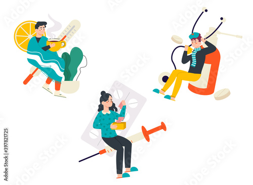 Set of home flu treatment.