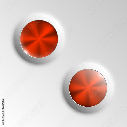 web round metall button on off mark patch reflected light website app. Isolated bell metall button round sign border, reflection shadow steel background. Button steel circle inclusion mark banner