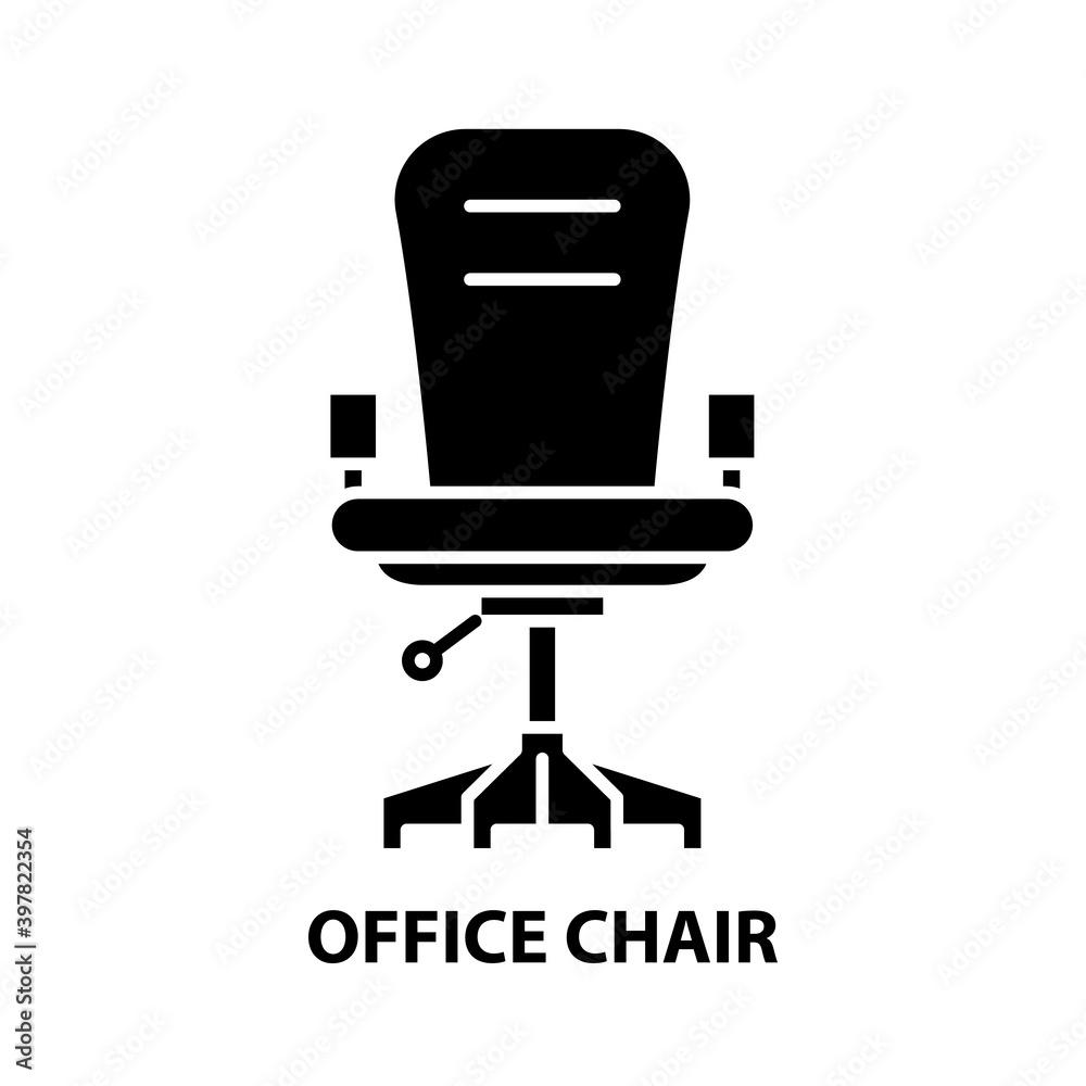 office chair symbol icon, black vector sign with editable strokes, concept illustration office chair symbol icon, black vector sign with editable strokes, concept illustration