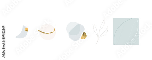 Modern abstract shapes art. Trendy organic forms and line art drawing.