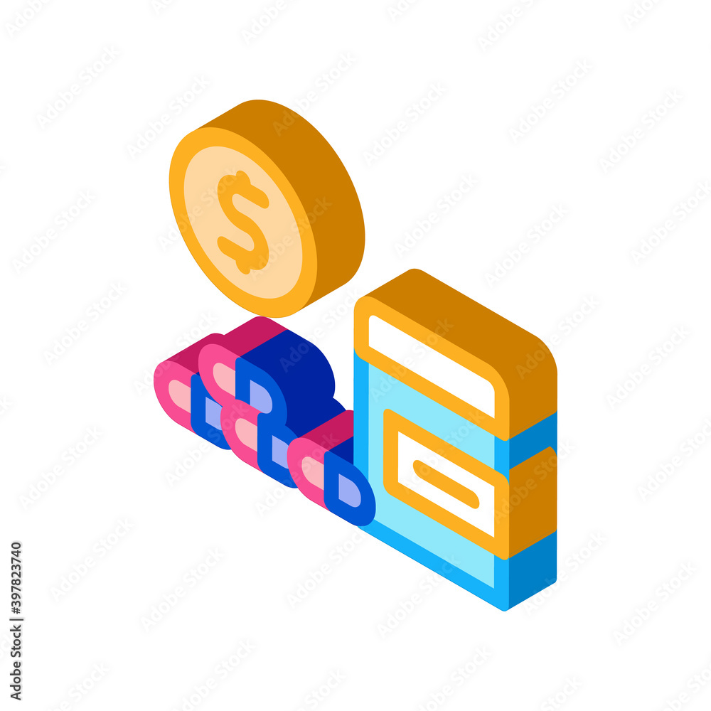 medicaments buy icon vector. isometric medicaments buy sign. color isolated symbol illustration medicaments buy icon vector. isometric medicaments buy sign. color isolated symbol illustration