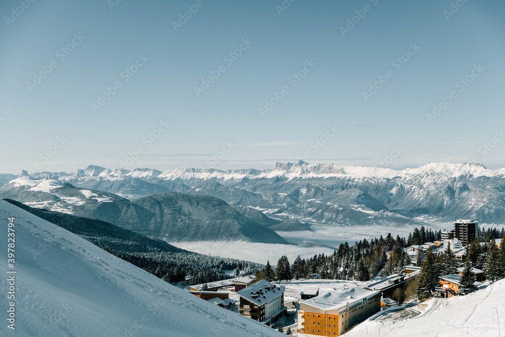 ski resort in austrian mountains