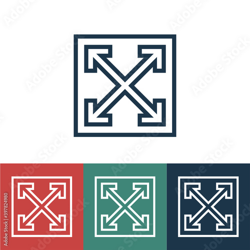 Linear vector icon with extension in four directions