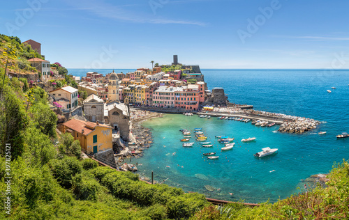 View over Vernazza in summer  Cinque Terre  Liguria  Italia