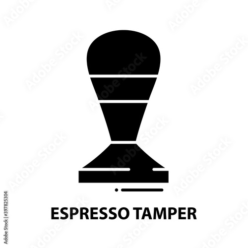 Fotografija espresso tamper icon, black vector sign with editable strokes, concept illustrat