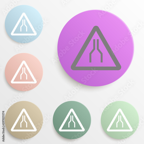 Free Download Road Narrows on Both Sides Ahead Sign badge color set. Simple glyph, flat vector of web icons for ui and ux, website or mobile application - GFXLoad