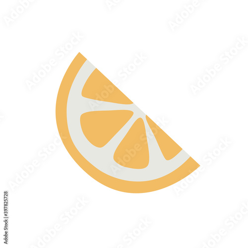 Drawn orange slice isolated on white.