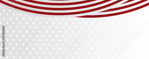 Red white star ribbon flag abstract background for wide banner