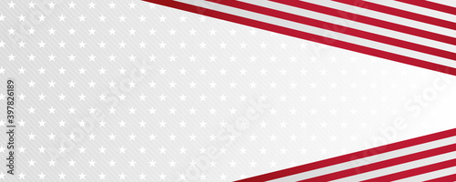 Red white star ribbon flag abstract background for wide banner