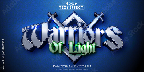Warriors of light text, mobile game style editable text effect