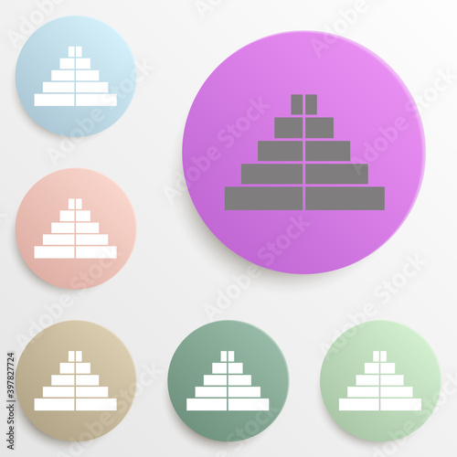 Pyramid badge color set. Simple glyph, flat vector of web icons for ui and ux, website or mobile application