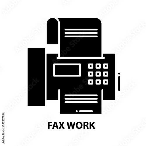 fax work icon, black vector sign with editable strokes, concept illustration