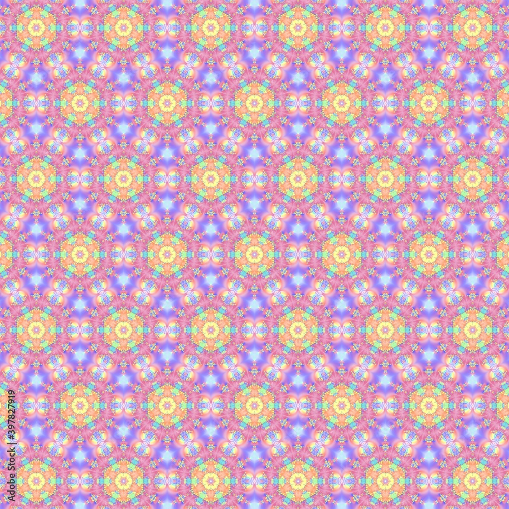 Kaleidoscope pattern made illustration from any geometrical shape for creative design background. illustration