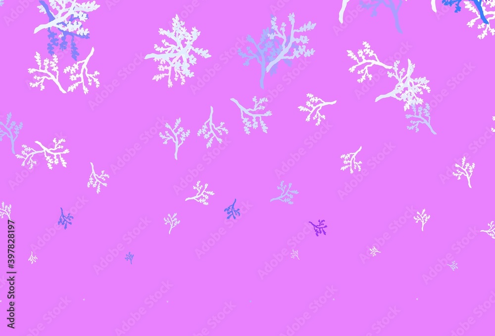 Light Blue, Red vector doodle pattern with branches. Light Blue, Red vector doodle pattern with branches.
