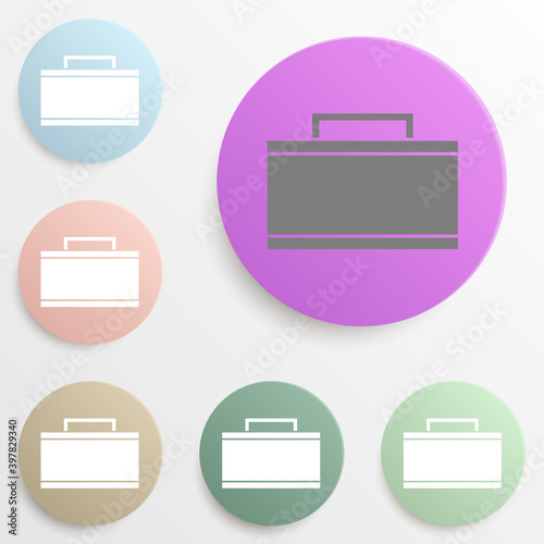 Briefcase badge color set. Simple glyph, flat vector of web icons for ui and ux, website or mobile application photo