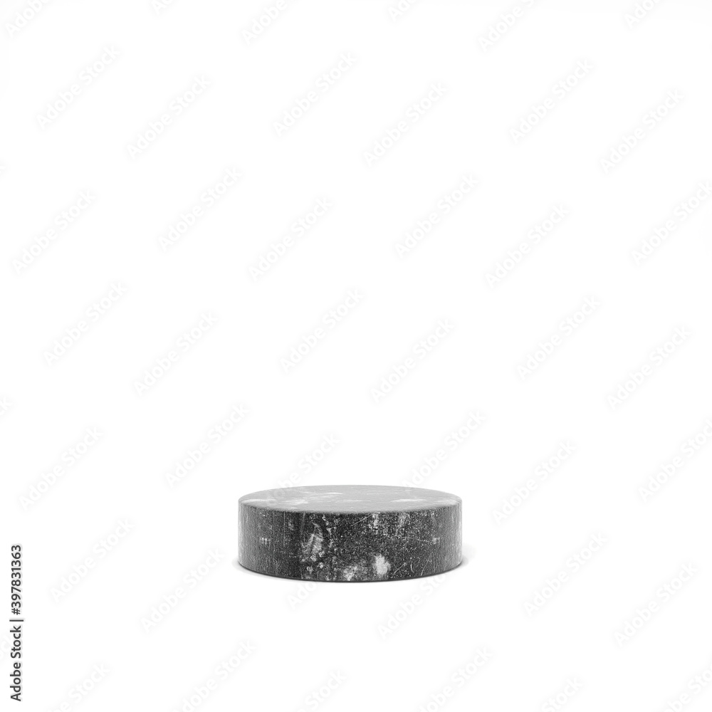 Black Grunge Stone Pedestal Isolated on White. Minimalist Product Showcase Background with Copy Space. 3D Render. Black Grunge Stone Pedestal Isolated on White. Minimalist Product Showcase Background with Copy Space. 3D Render.