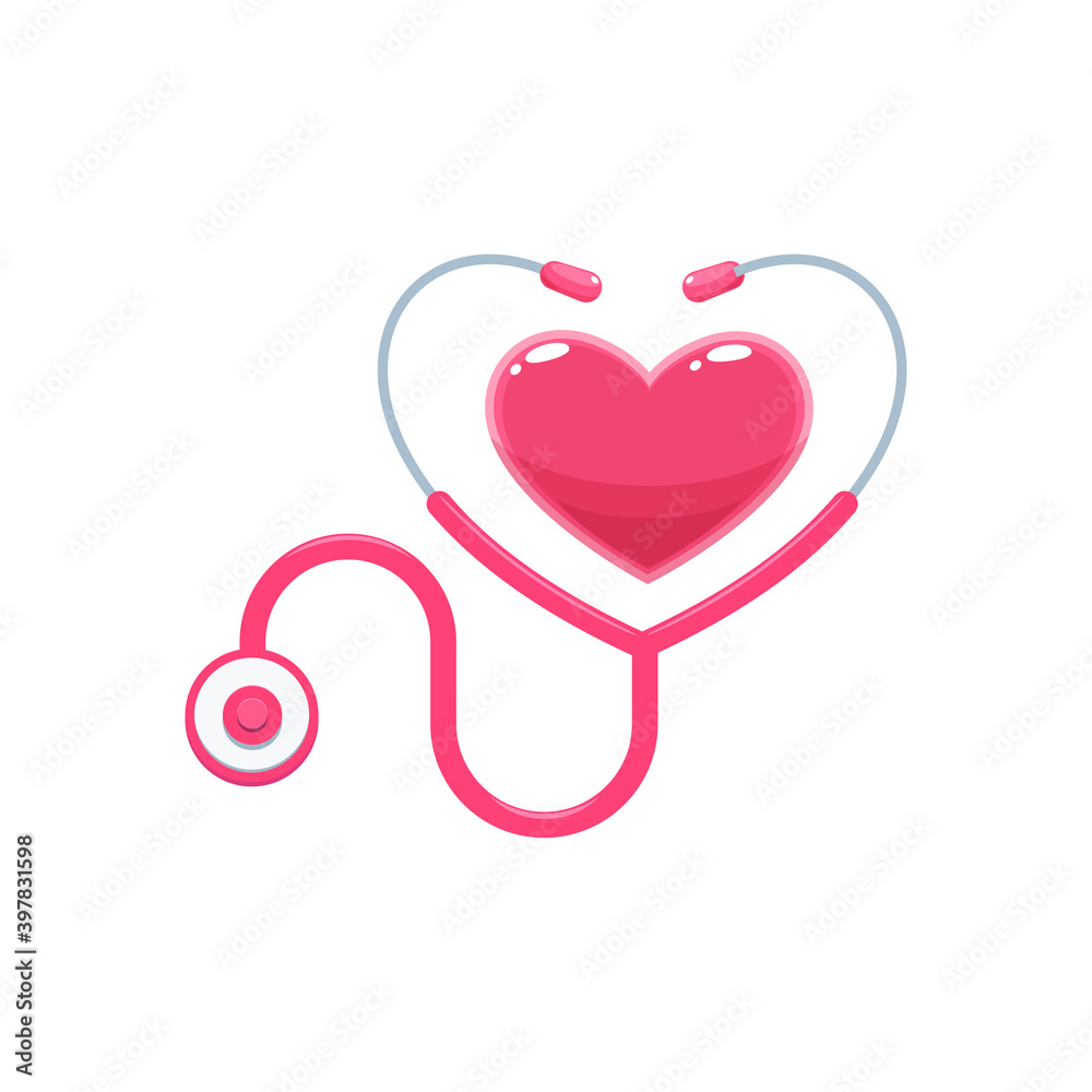 The Heart Stethoscope. Isolated Vector Illustration