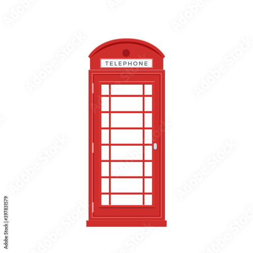 The Red Telephone Box. Isolated Vector Illustration