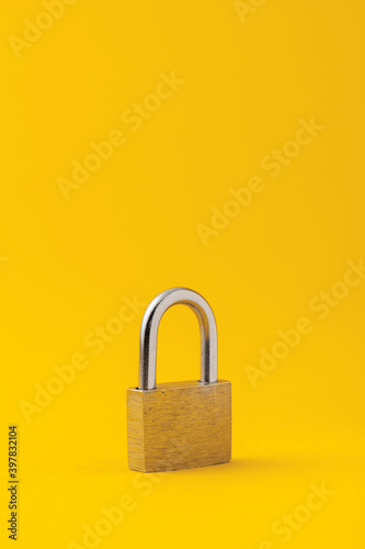 barn lock on a yellow background