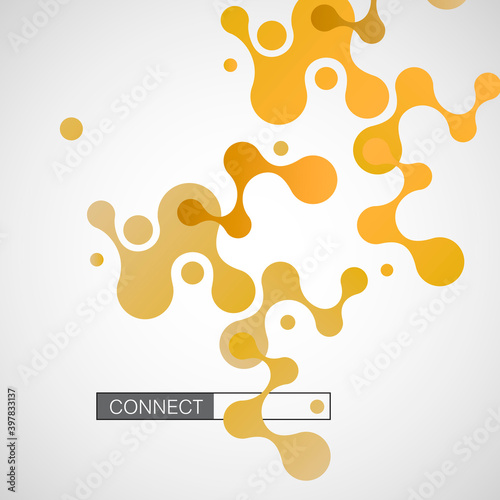 Abstract connect yellow molecules on white background
