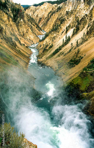 Waterfall in the Grand Canyon of the Yellowstone  USA