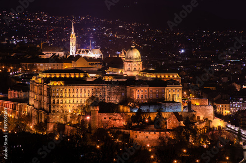Hungary, Budapest at night view from Gellert mountain on the night city © ArturSniezhyn