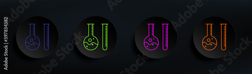 laboratory flasks dark badge color set. Simple thin line, outline vector of education icons for ui and ux, website or mobile application