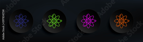 atoms dark badge color set. Simple thin line, outline vector of education icons for ui and ux, website or mobile application