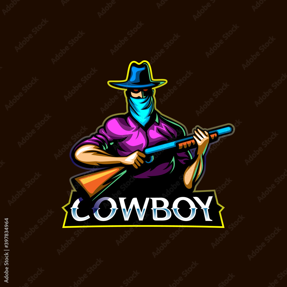 Cowboy mascot logo icon vector design concept