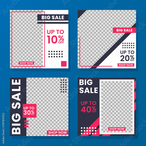 Big sale, social media posts template collection with abstract gradient combination. Great for promoting brands and products online 