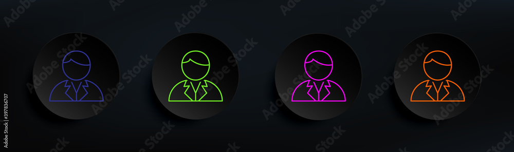 scientist dark badge color set. Simple thin line, outline vector of Scientifics study icons for ui and ux, website or mobile application scientist dark badge color set. Simple thin line, outline vector of Scientifics study icons for ui and ux, website or mobile application