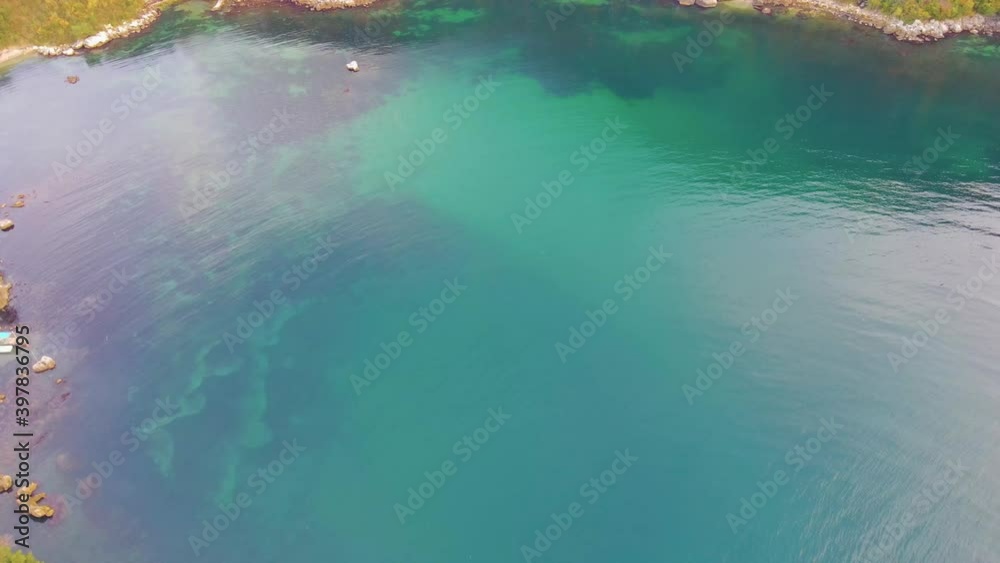 Gideros bay on the black sea, Kastamonu, Cide-Gideros, beautiful sea bay in autumn, steep cliffs parallel to the sea 