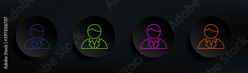 scientist dark badge color set. Simple thin line, outline vector of Scientifics study icons for ui and ux, website or mobile application