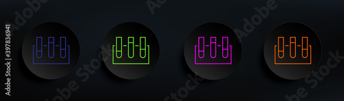 test tube dark badge color set. Simple thin line, outline vector of Scientifics study icons for ui and ux, website or mobile application