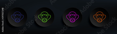 monkey dark badge color set. Simple thin line, outline vector of Scientifics study icons for ui and ux, website or mobile application