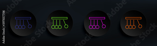 physics dark badge color set. Simple thin line, outline vector of Scientifics study icons for ui and ux, website or mobile application