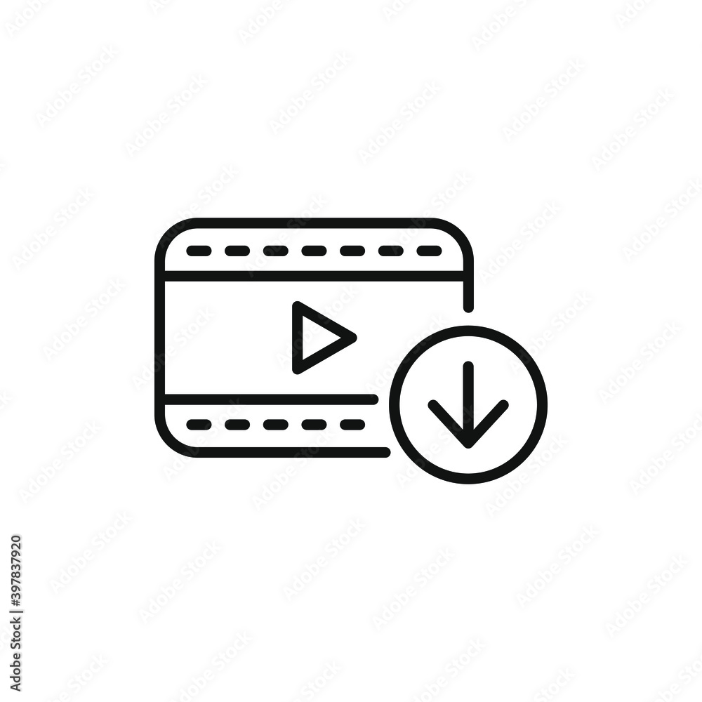Download video icon design isolated on white background. Vector illustration Download video icon design isolated on white background. Vector illustration