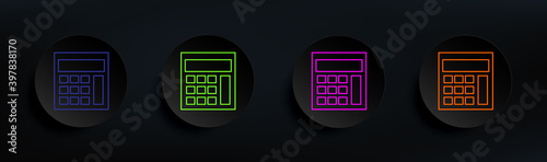 calculator dark badge color set. Simple thin line, outline vector of Scientifics study icons for ui and ux, website or mobile application