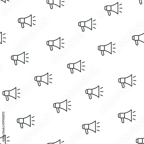 Megaphone seamless pattern - promotion line symbol. Loudspeaker sign. Vector illustration.