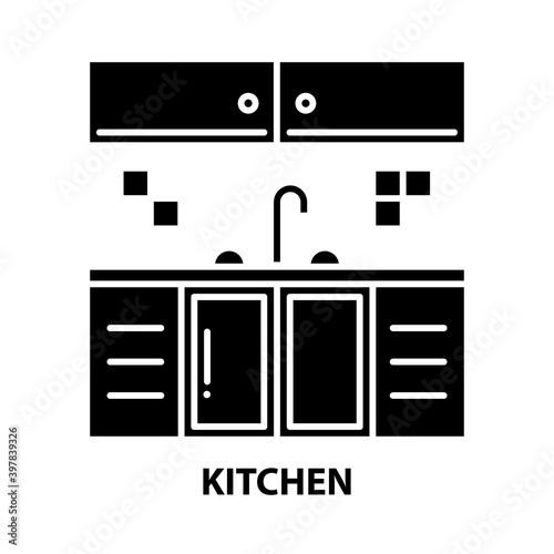 kitchen icon, black vector sign with editable strokes, concept illustration