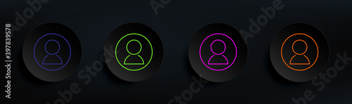 contact in circle dark badge color set. Simple thin line, outline vector of material icons for ui and ux, website or mobile application