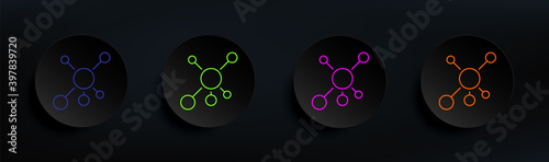 molecules dark badge color set. Simple thin line, outline vector of material icons for ui and ux, website or mobile application