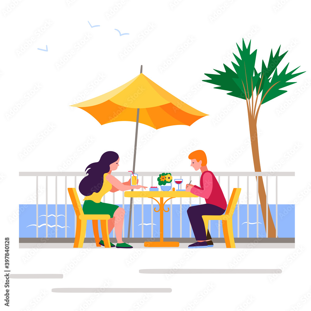 Fototapeta premium family couple in a cafe