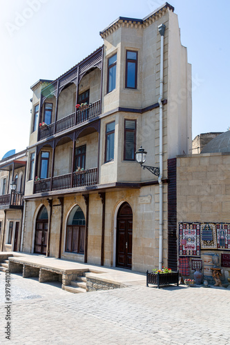 Typical courtyard in the old part of Baku. Republic of Azerbaijan