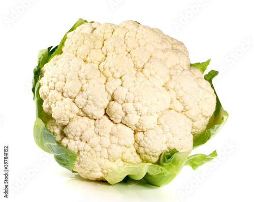 Fresh Vegetables - Whole Cauliflower on white Background Isolated